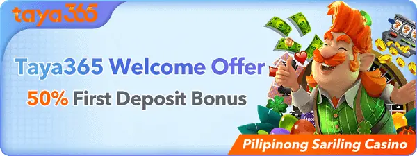 Taya365 welcome offer,50% first deposit bonus