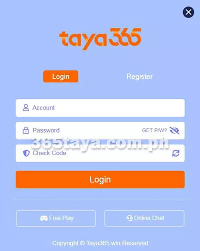 Taya365 Login Steps